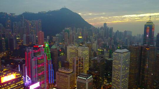航拍香港夜景城市风光
