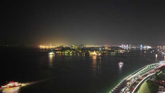 福建厦门鼓浪屿夜景航拍