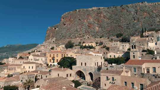 老城区，石屋， Monemvasia，悬