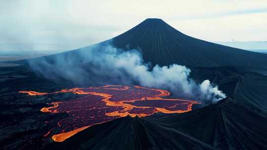 火山爆发火山喷发岩浆熔岩