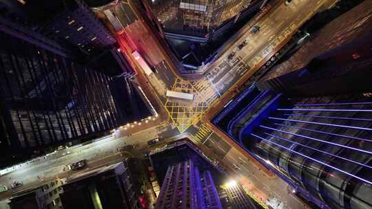 香港铜锣湾夜景航拍