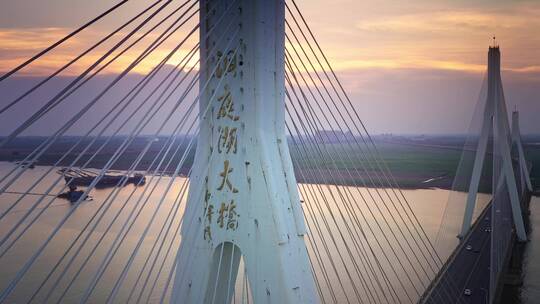 湖南洞庭湖风光带岳阳楼风景区航拍