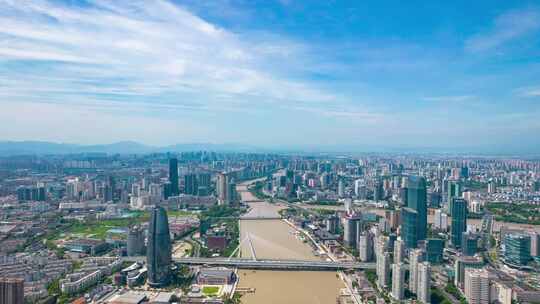 浙江宁波城市风光航拍延时