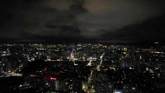 浙江温州城市夜景灯光航拍