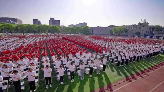 学生操场集体入党宣誓视频素材模板下载