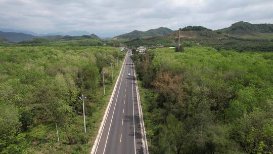 山峦树林公路行车