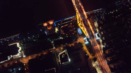 俯拍卢浦大桥夜景