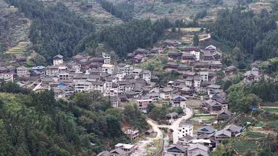 航拍柳州三江程阳八寨景区