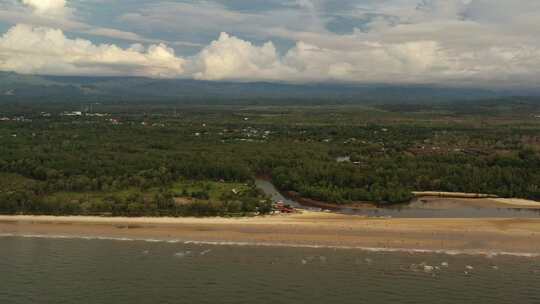 大海快艇海岛海滩马来西亚入海口海上水屋