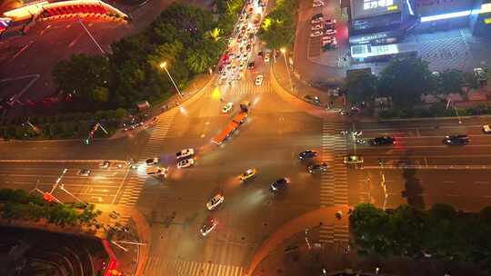 十字路口城市车流延时车辆交通夜晚夜景