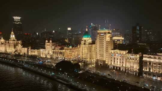 航拍上海 外滩夜景