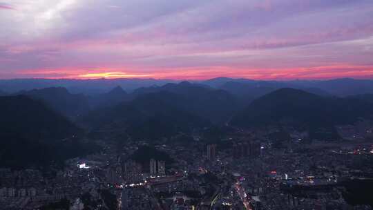 文山富宁县 浪漫晚霞航拍