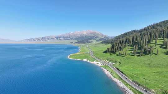 赛里木湖 新疆 伊犁夏天 草原湖泊