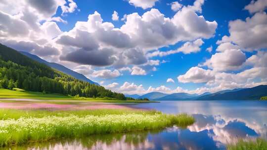 湖光山色自然风光全景