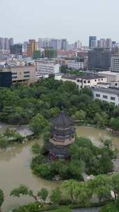 竖版航拍江苏连云港新浦公园