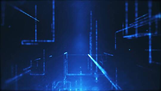 蓝色光线穿梭三维空间科技风互联网背景视频素材模板下载