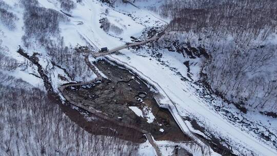 吉林长白山冬季航拍，山峰白雪大气壮美