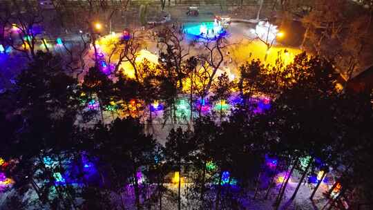 中国黑龙江哈尔滨兆麟公园冰灯游园会夜景
