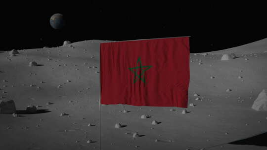 月亮上的摩洛哥国旗|超高清|60fps