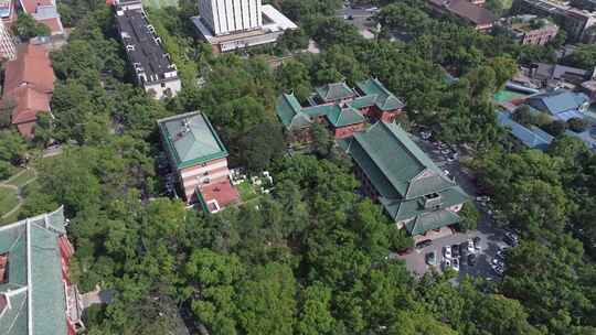 航拍长沙湖南大学校园风光岳麓山岳麓书院