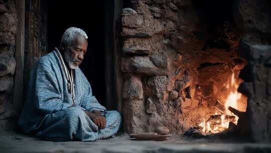 智者炉火旁沉思的宁静时刻