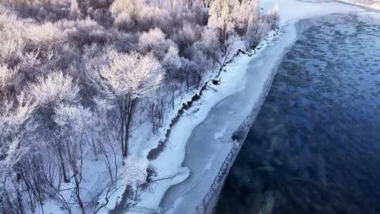 航拍根河早霞日出雾凇雾气升腾合集2511