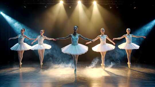 舞台上的芭蕾舞舞者表演
