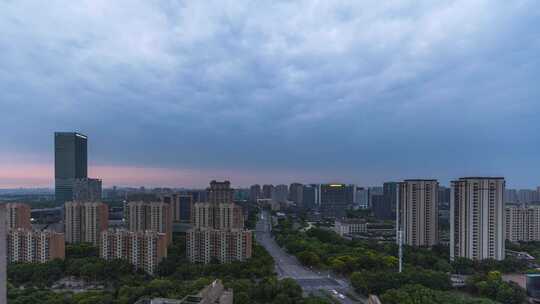 上海嘉定新城城市天际线延时摄影