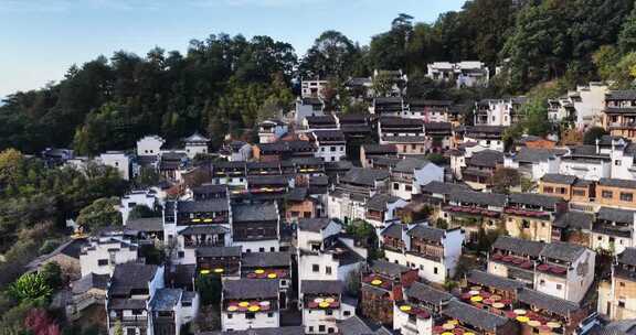 江西婺源篁岭美丽乡村晒秋航拍