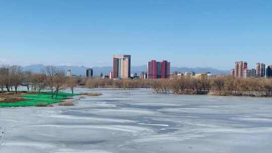 北京冬天滨河公园冰雪风光