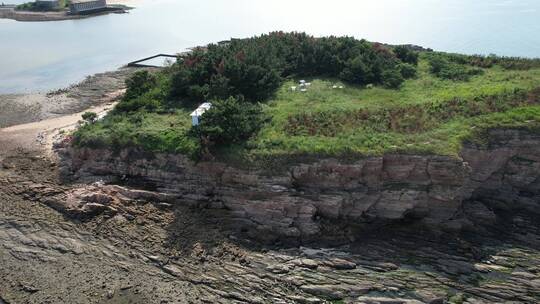 航拍威海双岛湾大岛 海洋之心