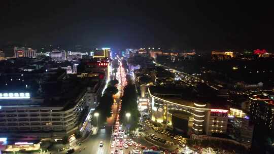 航拍广西桂林夜景桂林城市风光