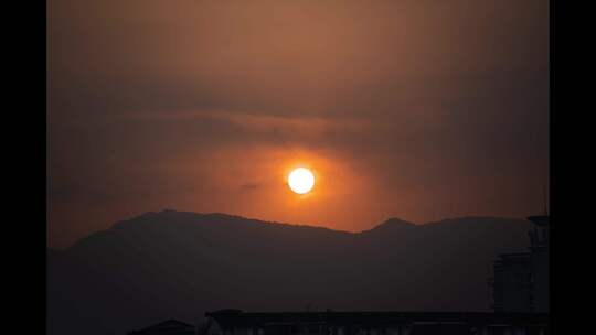 4K太阳日落山脉长焦延时摄影