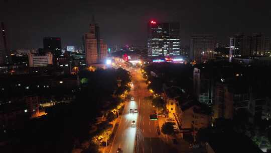 张家港人民路夜景航拍