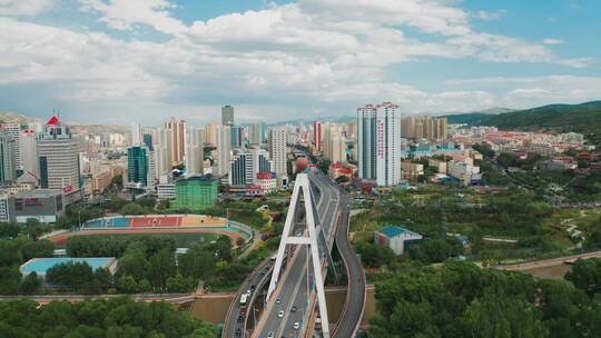 青海省西宁市中心广场城市航拍视频素材模板下载