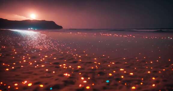 海滩夜景粒子光斑特效