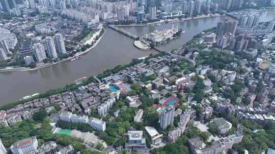 福州烟台山公园风景航拍烟台山景区建筑风光