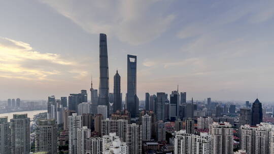 4K上海陆家嘴全景日转夜延时日落高楼大厦视频素材模板下载