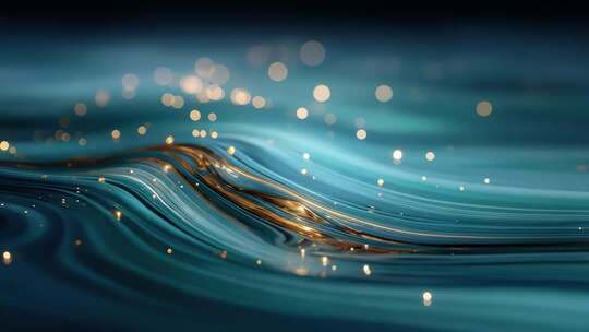 流体艺术：蓝色与金色交织的优雅律动