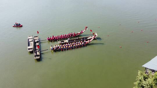 航拍划龙舟比赛4k摄影
