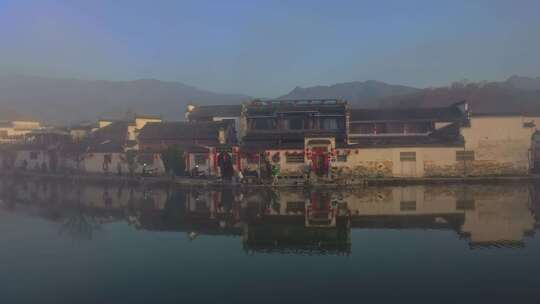 中国水墨画宏村航拍视频素材模板下载