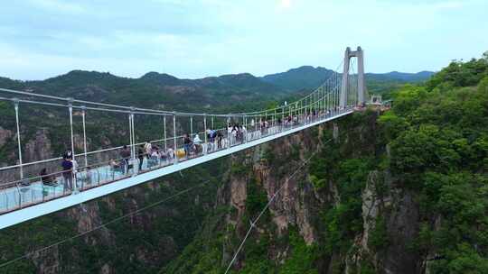 航拍浙江台州市天台山风景区大瀑布琼台景区