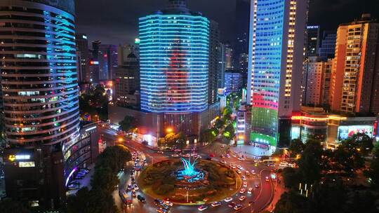 贵阳 南明河 城市车流夜景