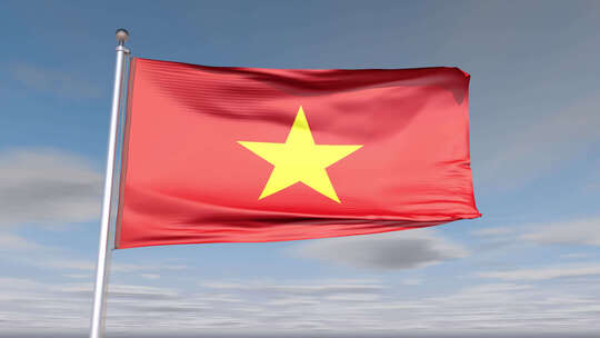 越南国旗动画与天空和云视频素材模板下载