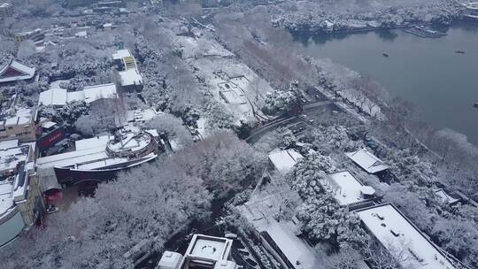 断桥 北山路 保俶塔 雪景 航拍 4