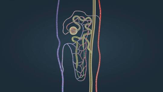 尿液尿酸肾脏肾小球肾单位泌尿系统三维动画
