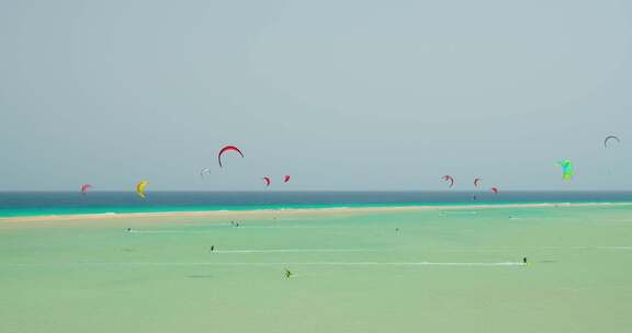 风筝冲浪，富埃特文图拉，海滩，海