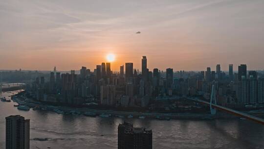 4K大气城市航拍日出日落夜景