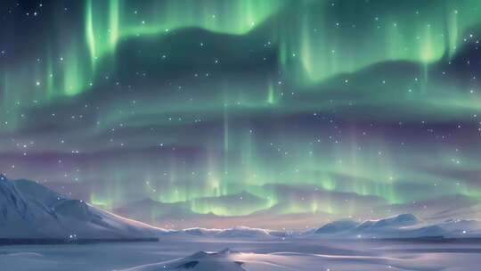 雪地北极极光动画视频素材模板下载