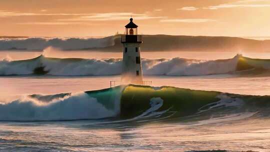 海上灯塔希望明灯乘风破浪